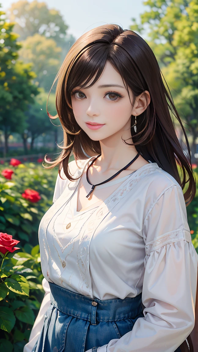(highest quality:1.3), Highly detailed CG Unity 8k wallpaper, 32K, Realistic, Ultra-high resolution RAW photos, Beautiful and clear face, White skin, Real Skin, Finely textured fabric, Detailed hair texture, Perfect body, Beautiful Features, Accurate fingering, Anatomically correct, Highly detailed face and skin texture, One Girl, cute,Brown Hair、((Curly Hair、Red eyes、Droopy eyes:1.2))、Shiny and smooth hair, Thick bangs、(Bright smile:1.2), Spring outfit、Cherry tree、Spring Sunshine、spring breeze、