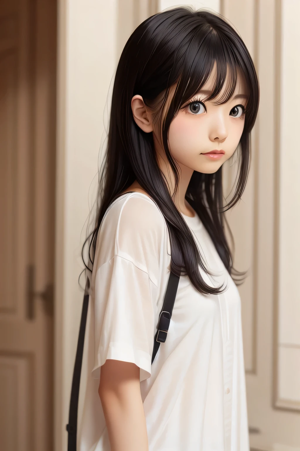 Highest quality、low length、、bangs、Long Black Hair