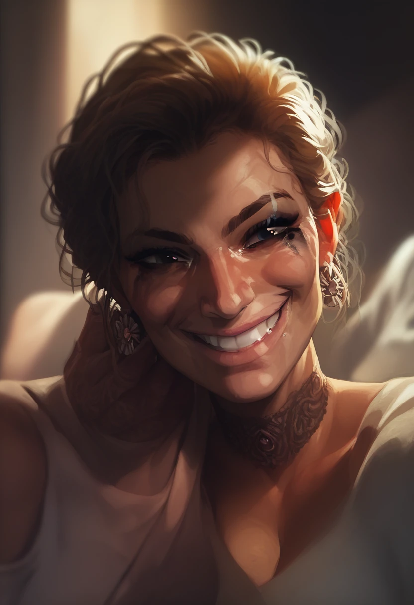 (masterpiece) (best quality) (detailed) (8k) (cinematic) (sharp focus), dominant woman chokes you, calm smile, beautiful makeup, hurting, illegal porn