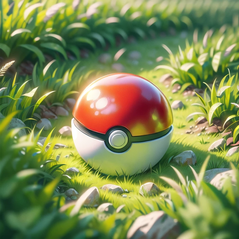 (illustration, best quality, masterpiece, official art:1.1), pokeball, grass floor