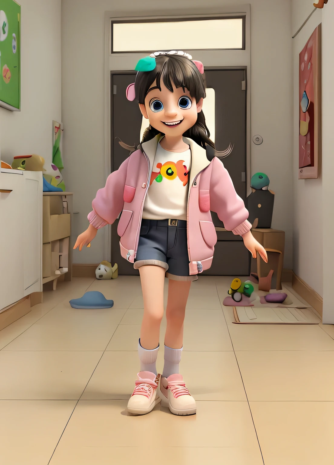 3d happy girl  character 