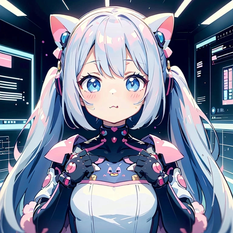 (Kawaii Character:1.4), 
Cyber Princess,
She is immersed in cyber networks.,
(Special effects),
masterpiece, Highest quality,
Clear images, Clear images, Clear images, Unrealistic image, 
Highly detailed background,Kawaii Tech,