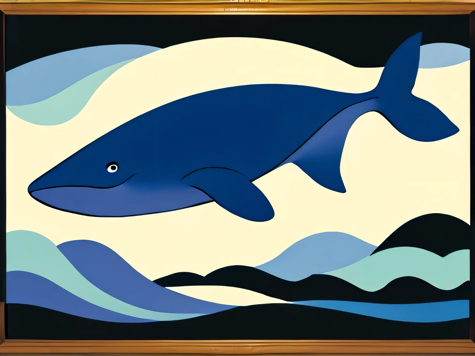 Square whale painting, black, Picasso style, high quality