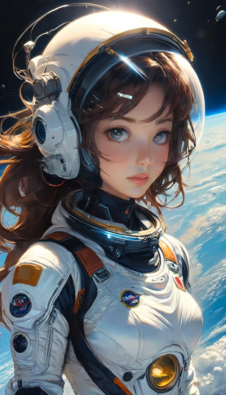 Anime woman wearing an astronaut suit