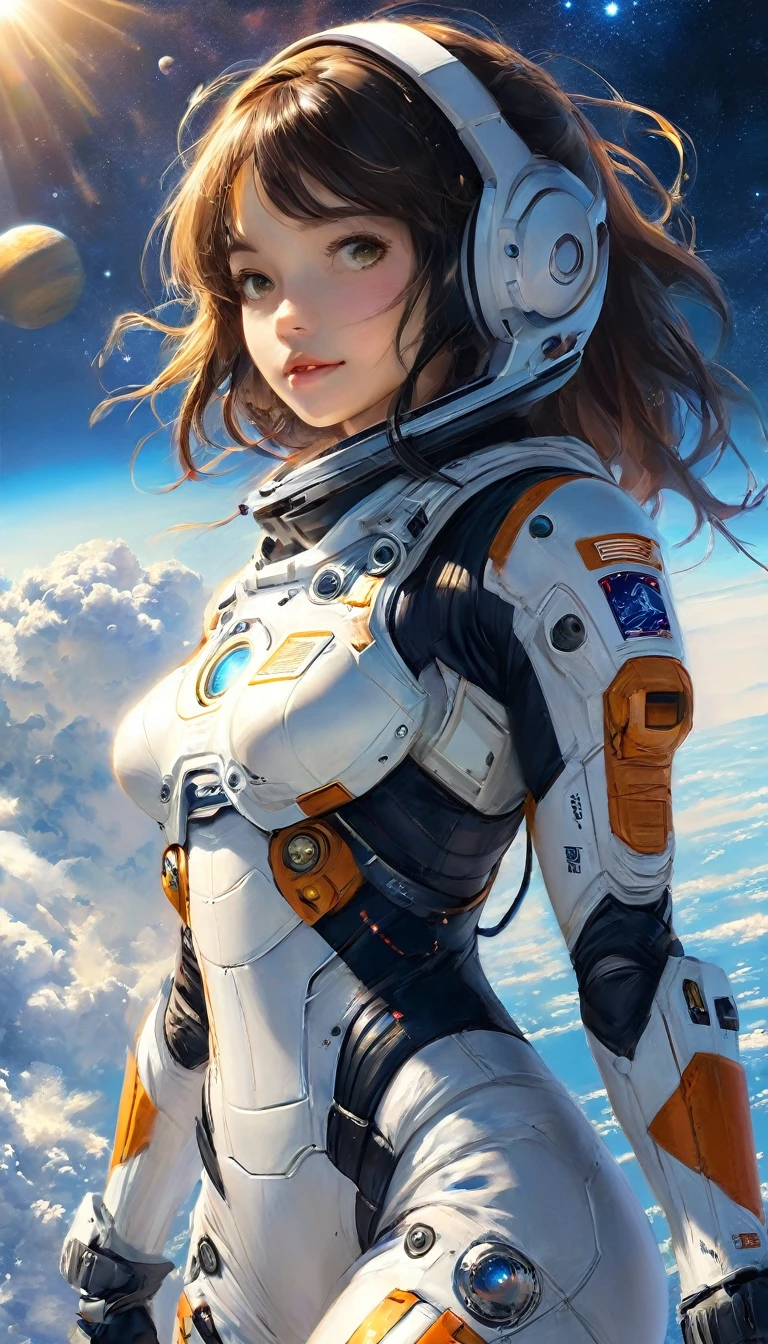 Anime woman wearing an astronaut suit