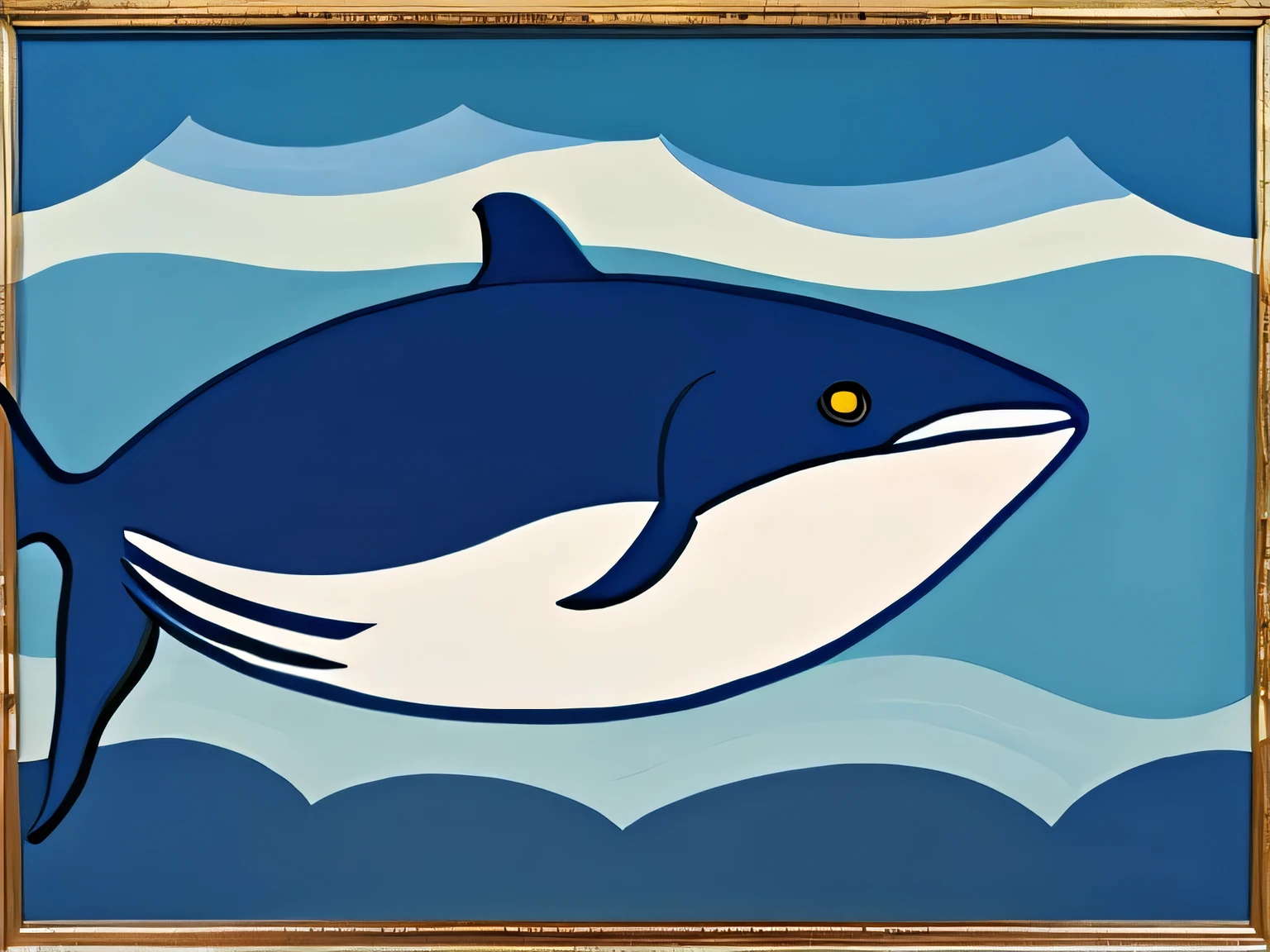 Square whale painting, black, Picasso style, high quality