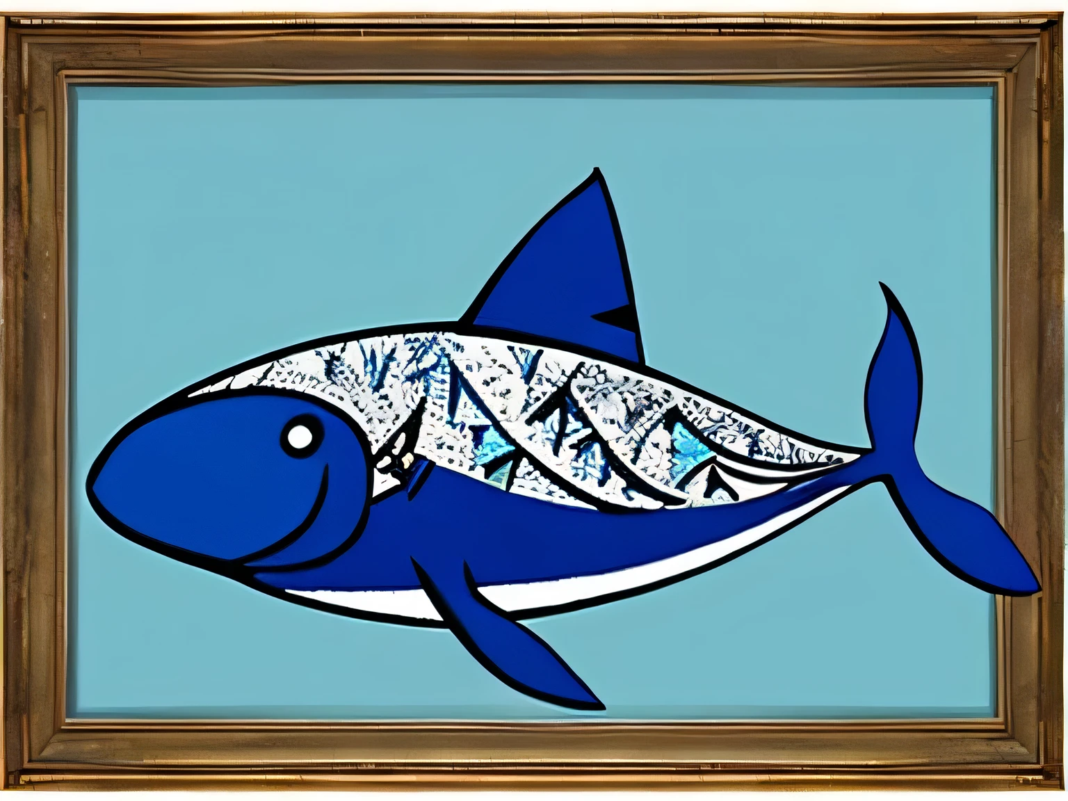 Square whale painting, black, Picasso style, high quality