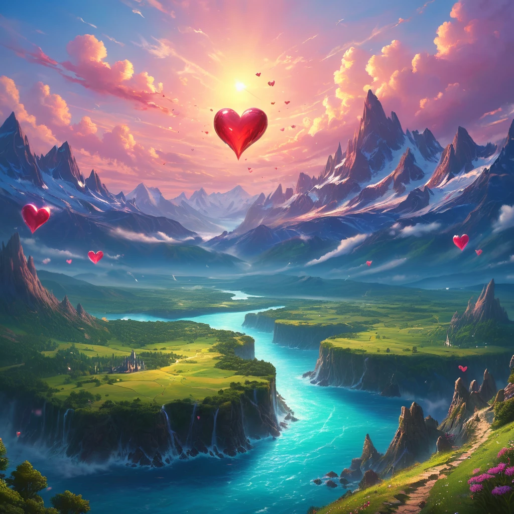 high quality, 最high quality, High resolution, masterpiece, 最高masterpiece, 8k, heart, landscape, Fantasy, 大きなheart