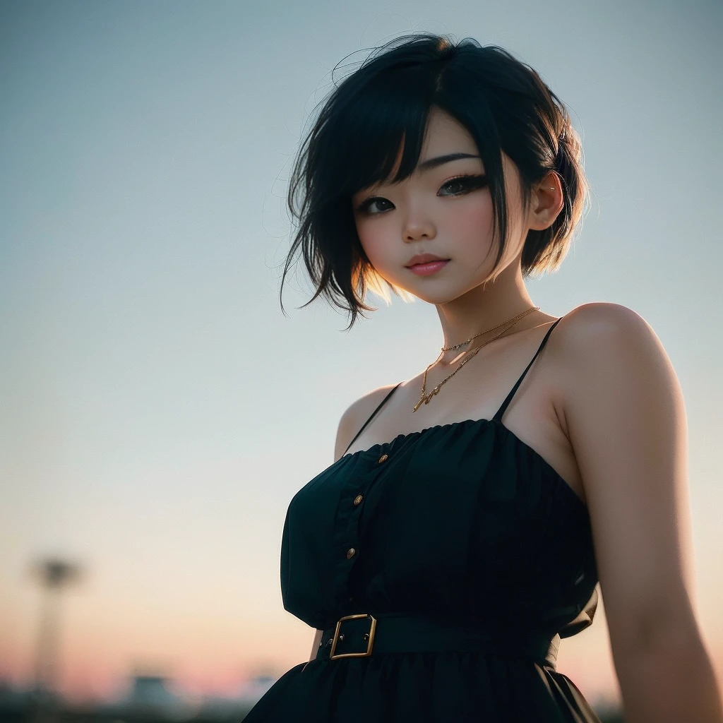 arafed asian woman in a black dress posing for a picture, with short hair, 🤤 girl portrait, beautiful asian girl, asian girl, girl cute-fine-face, anime. soft lighting, anime style mixed with fujifilm, anime girl in real life, korean girl, attractive girl, beautiful japanese girls face, beautiful asian woman, young asian girl, chinese girl