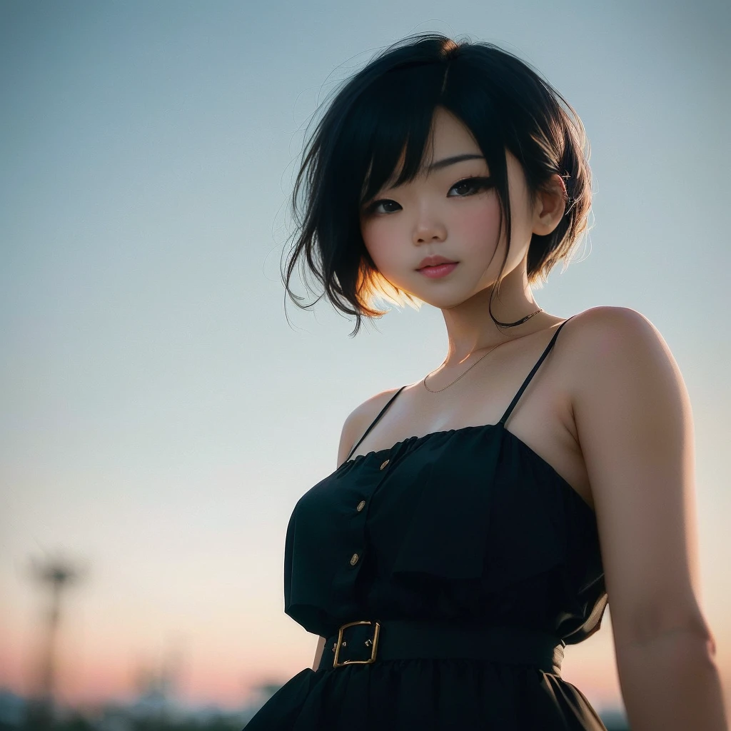 arafed asian woman in a black dress posing for a picture, with short hair, 🤤 girl portrait, beautiful asian girl, asian girl, girl cute-fine-face, anime. soft lighting, anime style mixed with fujifilm, anime girl in real life, korean girl, attractive girl, beautiful japanese girls face, beautiful asian woman, young asian girl, chinese girl