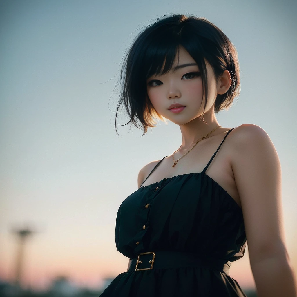 arafed asian woman in a black dress posing for a picture, with short hair, 🤤 girl portrait, beautiful asian girl, asian girl, girl cute-fine-face, anime. soft lighting, anime style mixed with fujifilm, anime girl in real life, korean girl, attractive girl, beautiful japanese girls face, beautiful asian woman, young asian girl, chinese girl