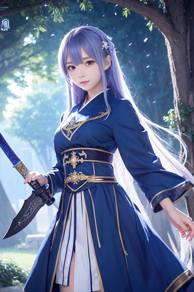 anime girl in blue dress with a sword and a tree, ayaka genshin impact, keqing from genshin impact, cute anime waifu in a nice dress, shikamimi, ayaka game genshin impact, splash art anime , from girls frontline, ((wearing aristocrat robe)), zhongli from genshin impact, kawacy monochrome line art