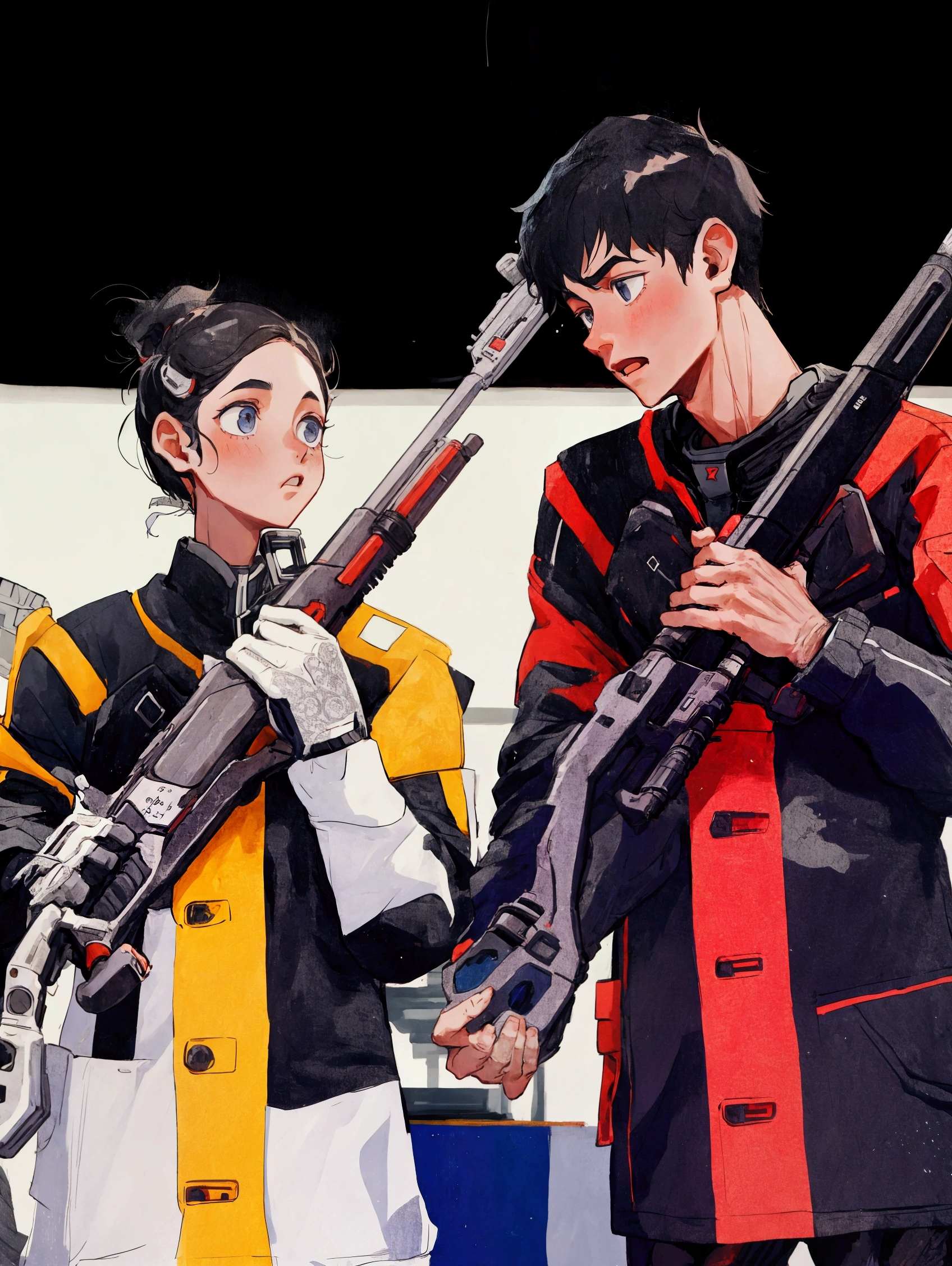 A boy and a girl,shooting