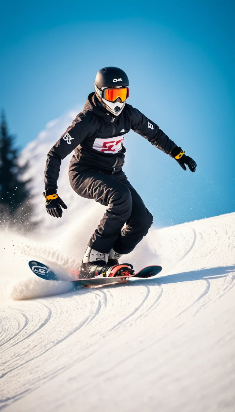 Realistic photography, sport photography, dynamic shot, ski, slalom gigant, slalom between cones, fast time trial, fast slalom, effective, full body shot, fast capture photo, motion blur, shallow depth of field, bokeh, 8k, film grain, made by dslr