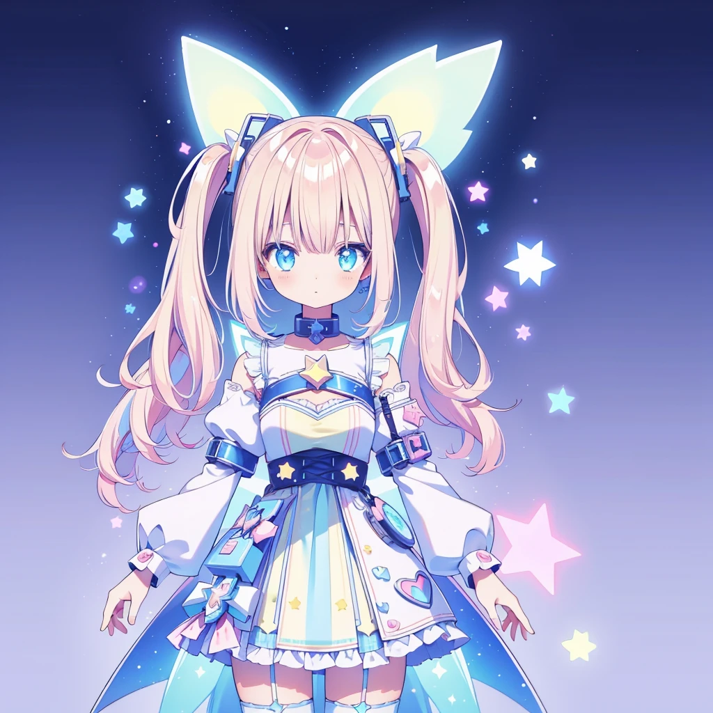 Star Fairy、cyber punk、Simple Background、Kawaii Tech,White background、pastel colour、cute、