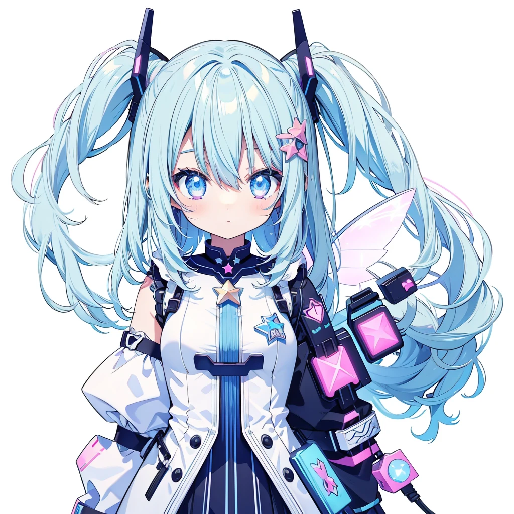 Star Fairy、cyber punk、Simple Background、Kawaii Tech,White background、pastel colour、cute、