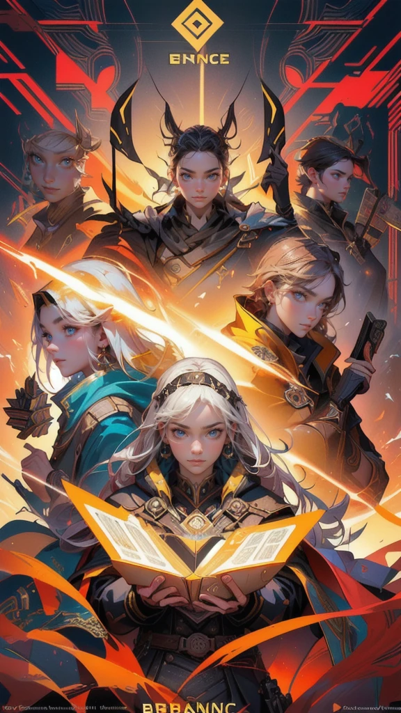 a poster for binance when? binance?, board game cover art, front cover of a new video game, cover shot, by Gwen Barnard, by William Jennys, epic fantasy novel cover art, videogame cover art, by Sebastian Vrancx, by Benjamin Block, by Jeanna bauck, dnd cover art, game cover art, by Elias Ravanetti
