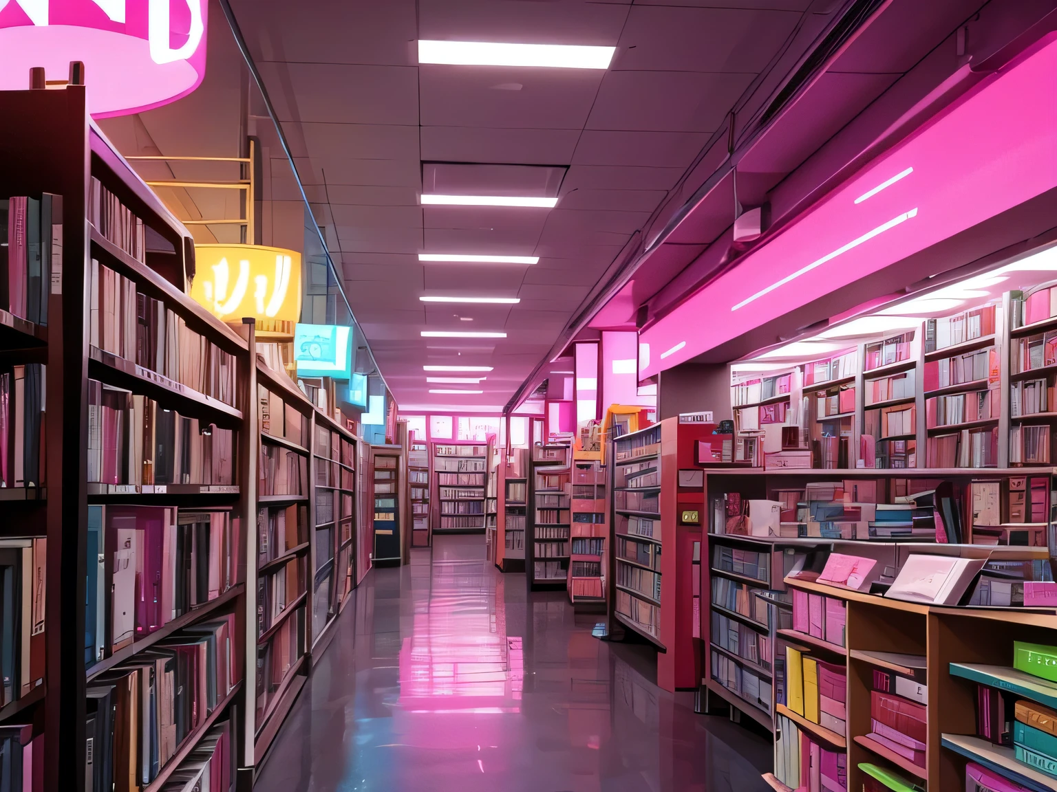 neon pink library reading