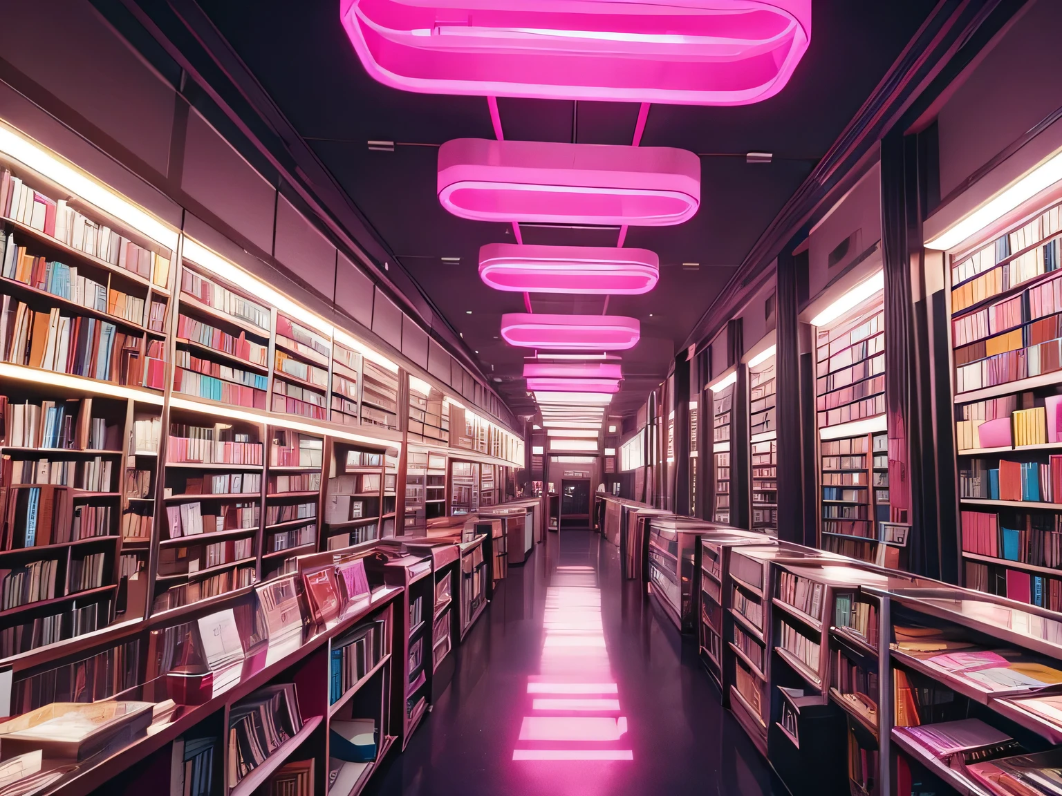 neon pink library reading