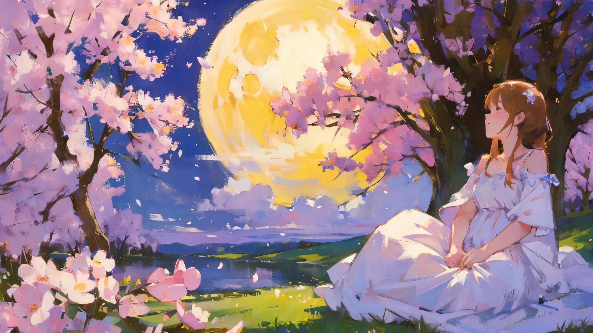 Spring's Sweet embrace, under the springtime moon