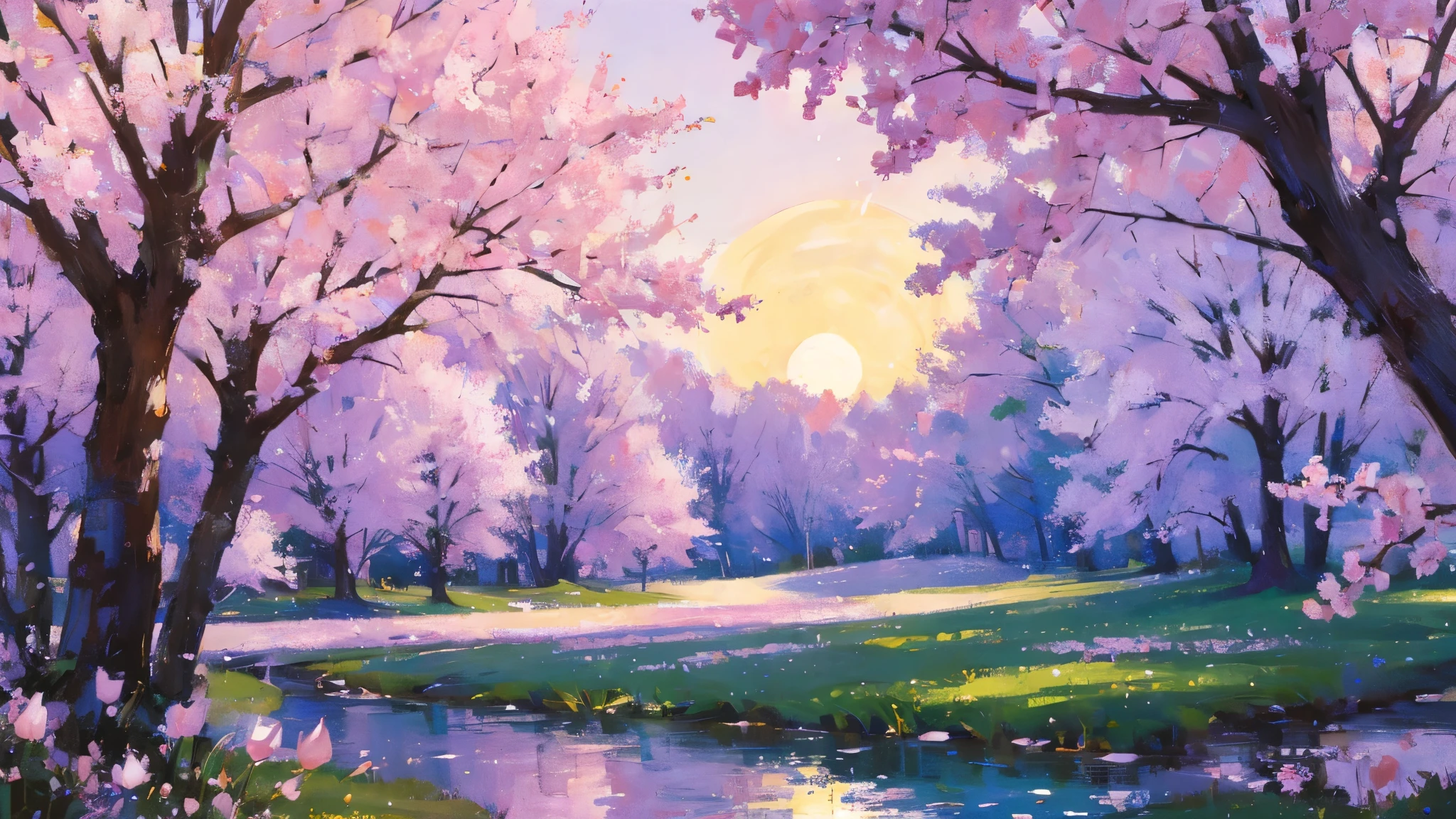 Spring's Sweet embrace, under the springtime moon