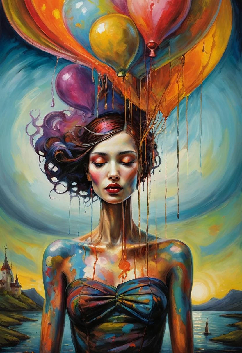 (Artistic Masterpiece of Romantic Life) ( (Themed Art of Life) ( (Conceptual Art) (NFT Exclusive) (Fauvism Work) ()”) Where visual poetry transcends traditional boundaries and embraces the dynamic interplay between creativity and technology Takes),dripping paint,darkart,style, in the style of esao andrews