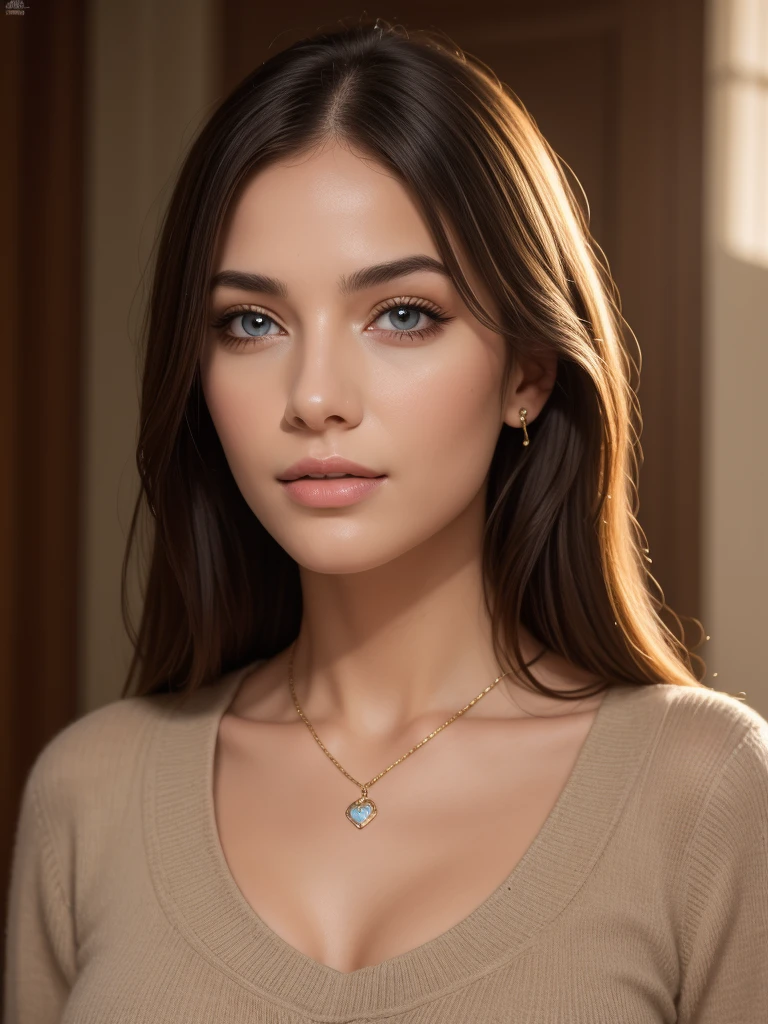 (best quality,4k,8k,highres,masterpiece:1.2),ultra-detailed,(realistic,photorealistic,photo-realistic:1.37),vibrant colors,dramatic lighting,award winning digital art a full body portrait of a beautiful girl, detailed intricate, serene expression, wearing sweater, detailed clothing folds, detailed jewelry, detailed background,