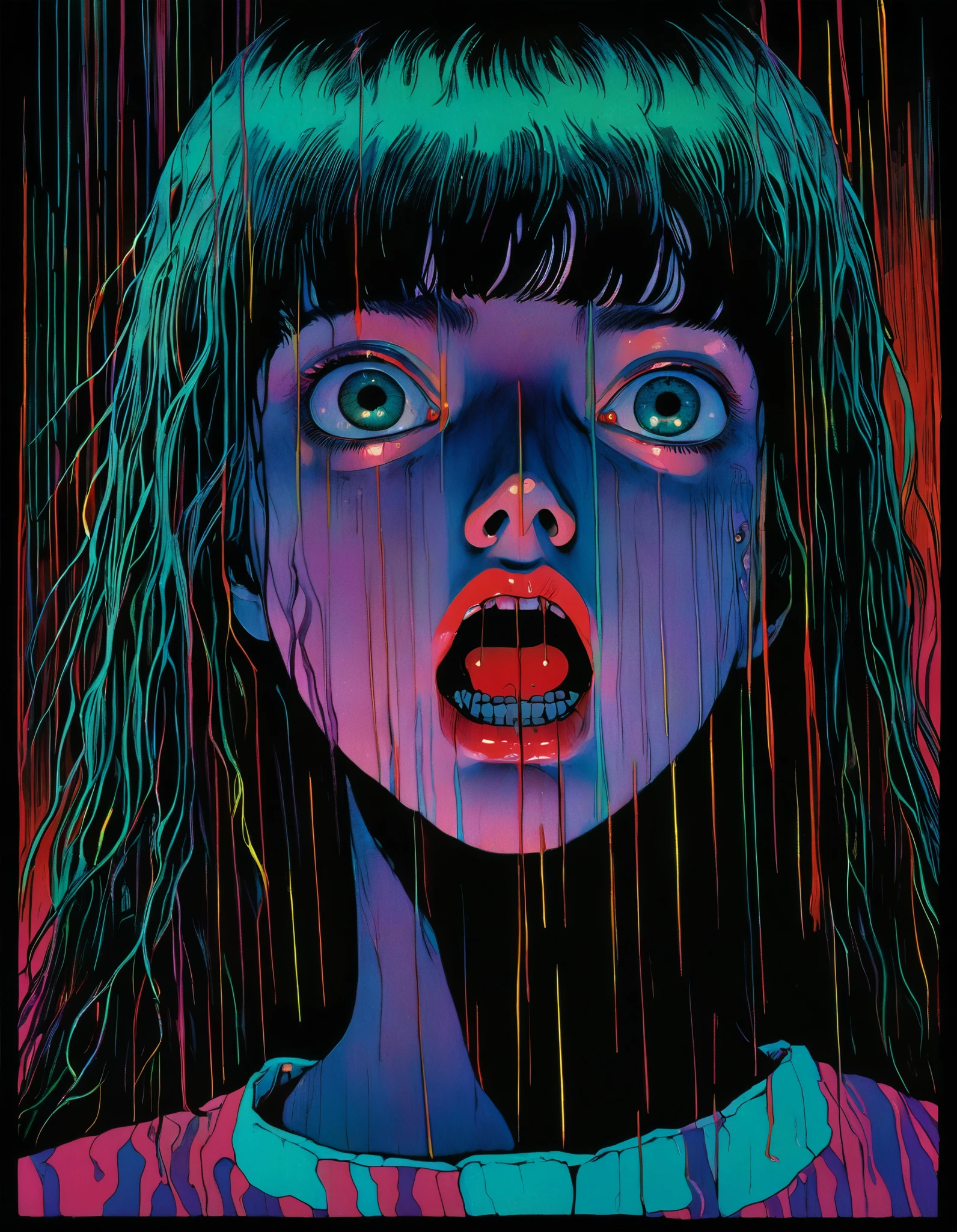 illust、art、from 80s horror movie, directed by Junji Ito、Severed Head、high detail, realsitic shadow、Analog style, vhs style, 8mm film, chromatic aberration, Dvd screengrab、Surrealism