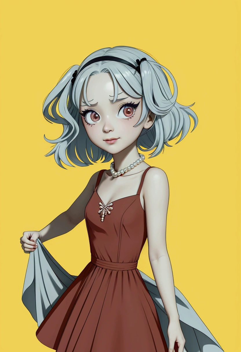мультяшное изображение женщины in a dress и шляпе, character portrait, вдохновленный Pearl Frush, Trending on DeviantArt, serial art, in a dress, platoon style, абсурдистская волнистая клякса in a dress, Grayscale photo with red dress, high quality fanart, color sketch, cel - shaded art style, unknown art style