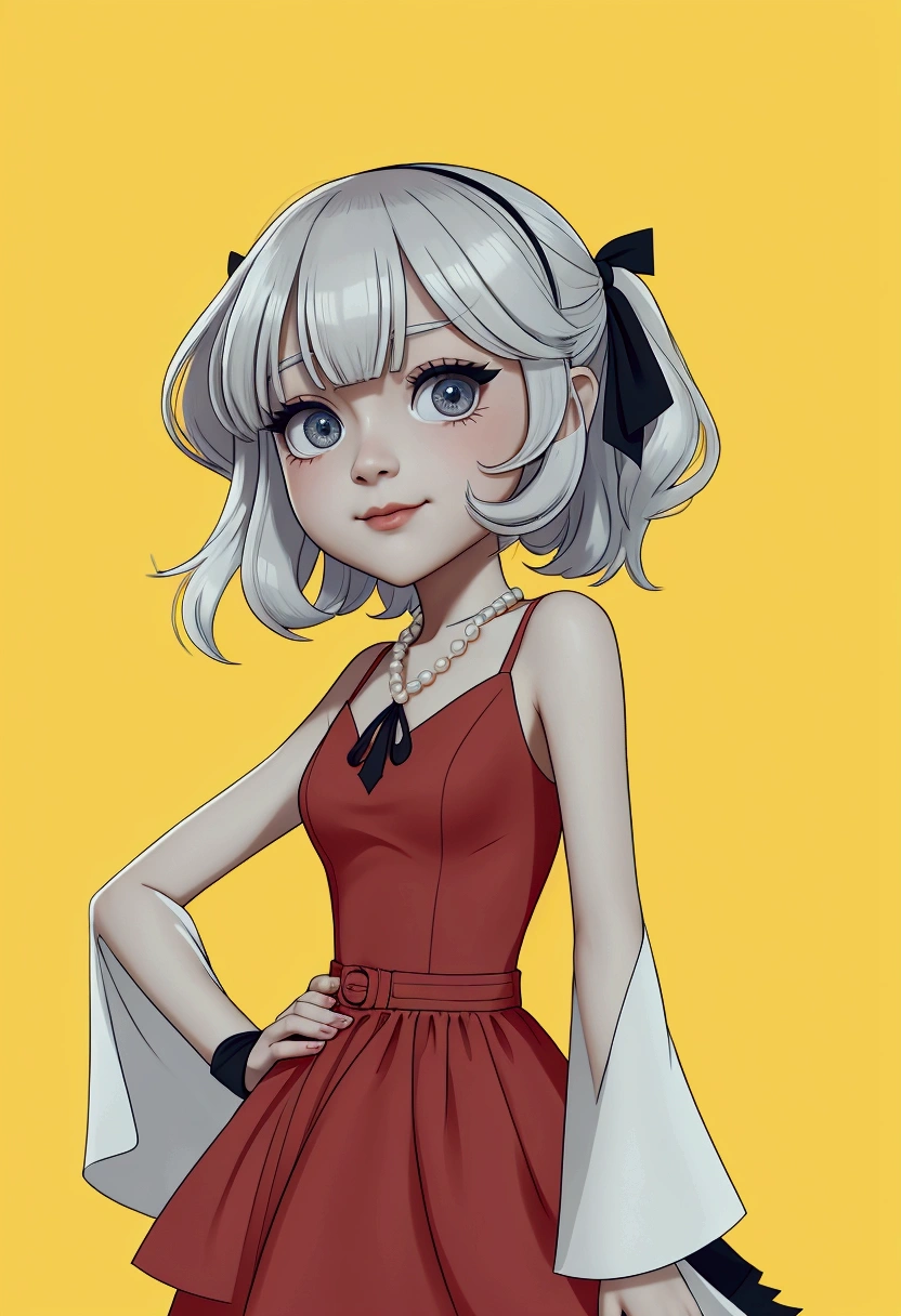 мультяшное изображение женщины in a dress и шляпе, character portrait, вдохновленный Pearl Frush, Trending on DeviantArt, serial art, in a dress, platoon style, абсурдистская волнистая клякса in a dress, Grayscale photo with red dress, high quality fanart, color sketch, cel - shaded art style, unknown art style