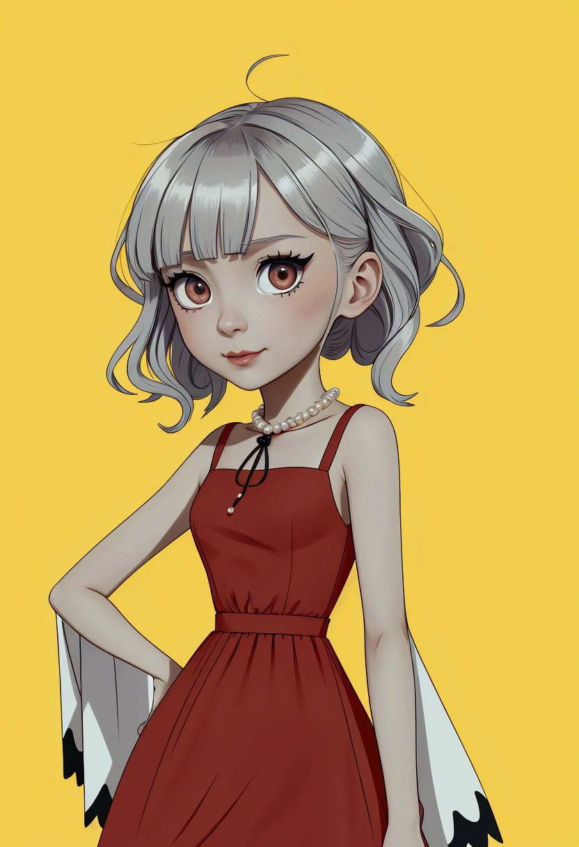 мультяшное изображение женщины in a dress и шляпе, character portrait, вдохновленный Pearl Frush, Trending on DeviantArt, serial art, in a dress, platoon style, абсурдистская волнистая клякса in a dress, Grayscale photo with red dress, high quality fanart, color sketch, cel - shaded art style, unknown art style