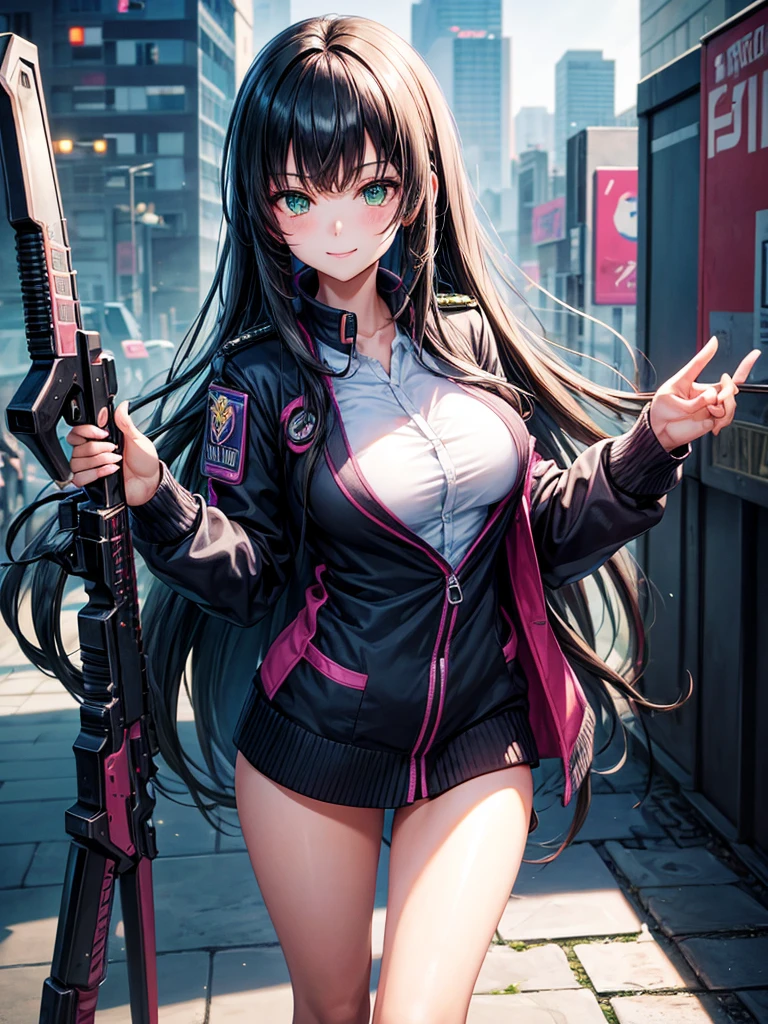 middle School girls，smile，Beautiful girls，Beautiful girl from another world，A whole new beautiful girl，Girl with a weapon in her hand，Cyberpunk uniforms，The best quality to get you horny，Psychic，Wizard，battle，Colorfulな髪色，Perfect Girl，Super cute girl，Cyberpunk Background，Cute uniform，Uniform of the Future，Wearing a cardigan，Long Hair、Sparkling eyes，She has her bangs down，Colorful，Ultra HD，Young girl，sex，Green Eyes，Naughty Girls，Full body image，Big Breasts，Beautiful Girl&#39;s Paradise，Fashion Girl，Naughty Girls，Beautiful Girl Country，High-dimensional beautiful girl，A beautiful girl who transcends everything，Pink Cardigan，So beautiful，Absurd，Beautiful girls，The pinnacle of aesthetics，beauty incarnate