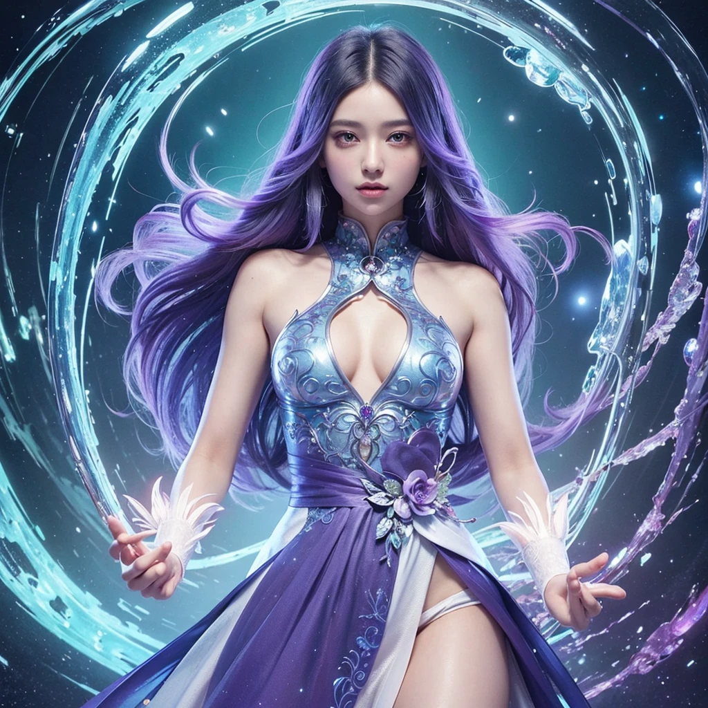 A shining, ethereal digital avatar floats gracefully in a digital anime world, its bioluminescent form casts a gentle, otherworldly light. This image is a stunning digital painting, that shows intricate details and vibrant colors, that seem to pulsate with life. The Avatar’s flowing hair shimmers in azure and amethyst tones, while his eyes had a gentle, radiate captivating light. Every single pixel has been expertly rendered and captivates the viewer with its mesmerizing beauty and otherworldly presence.