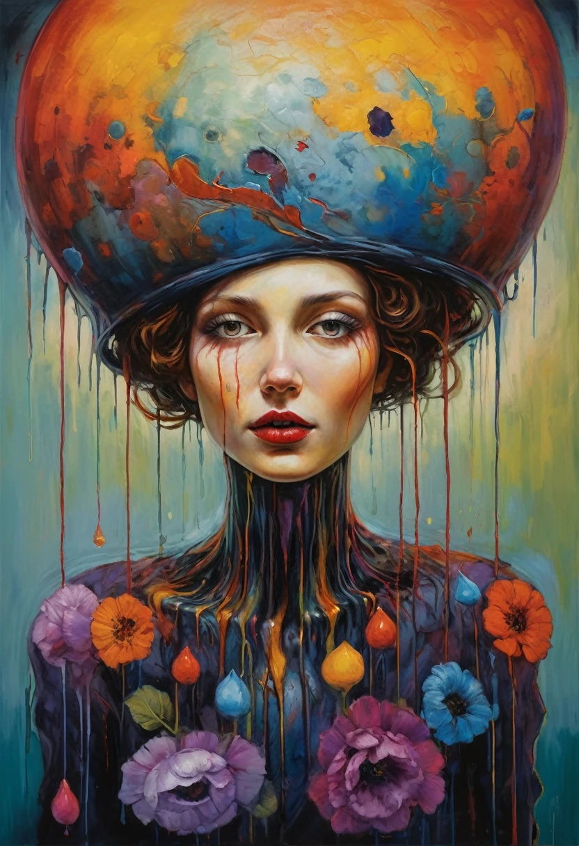 (Artistic Masterpiece of Romantic Life) ( (Themed Art of Life) ( (Conceptual Art) (NFT Exclusive) (Fauvism Work) ()”) Where visual poetry transcends traditional boundaries and embraces the dynamic interplay between creativity and technology Takes),dripping paint,darkart,style, in the style of esao andrews