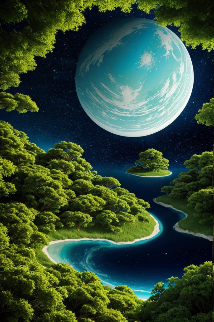 A planet surrounded by plants
