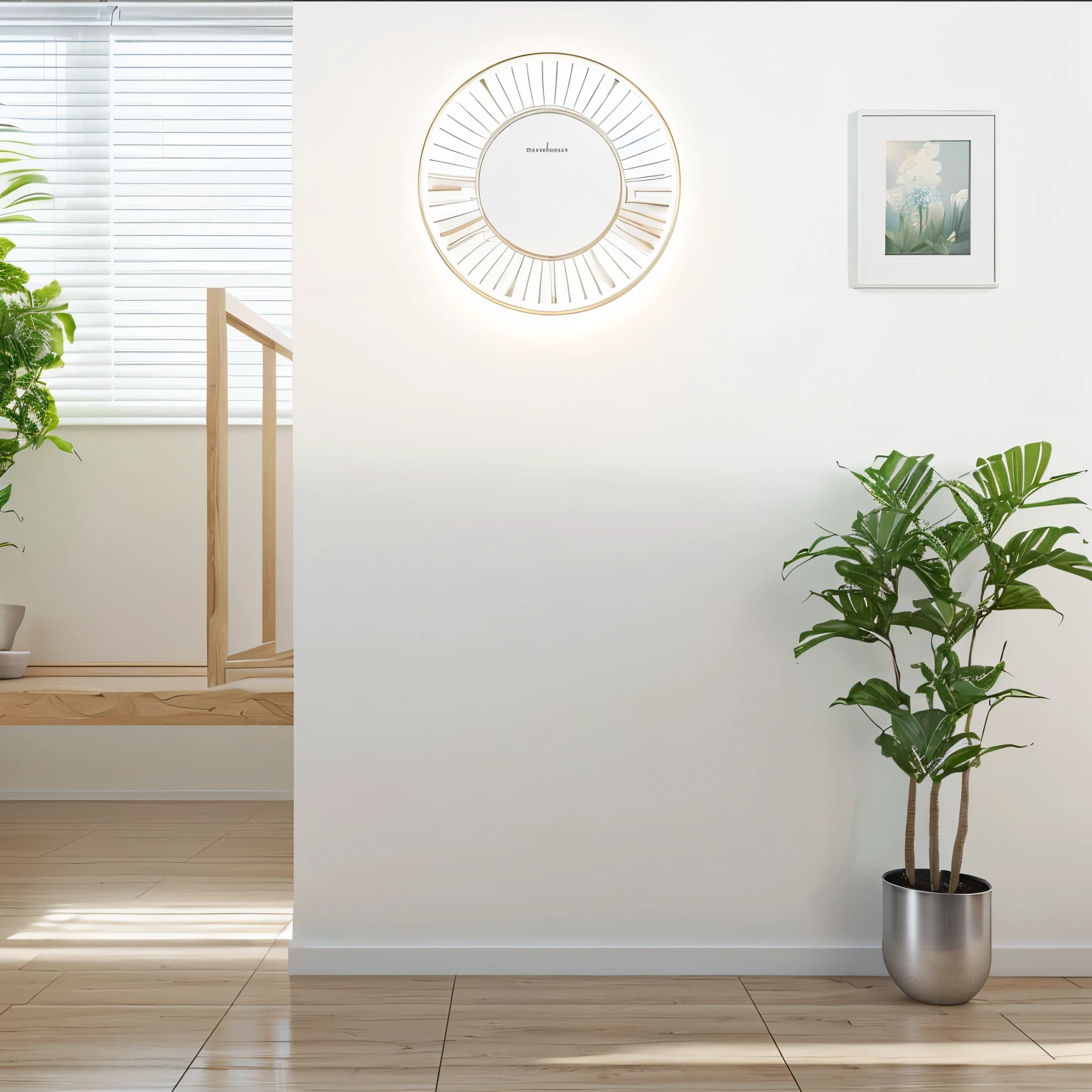 There is a pot of plants on the floor of the room, Realistic physically based rendering, Diffused natural sunlight, Detailed rendering, highly Photographic Rendering, Photographic Rendering, detailed picture,Place in the living room, Natural light as background, Interior scene, Realistic lighting,