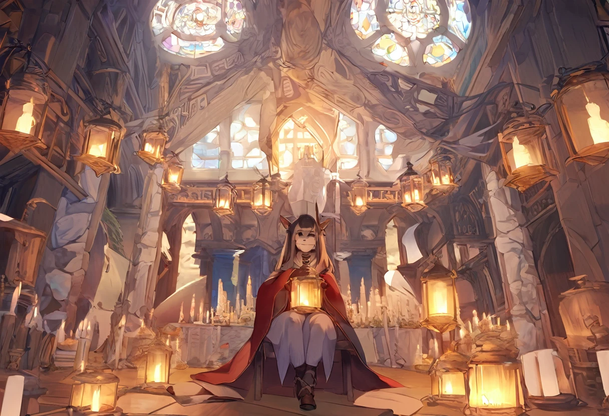 Dynamic Angle, Highest quality, Highest quality, High quality illustrations, masterpiece, Ultra-high resolution, Detailed Background, Detailed Background, Alchemist, Medieval Europe, Candles, Absurd, Perfect Anatomy, Performance, Good lighting, Shadows in the movie(kemono, Furry Personification),