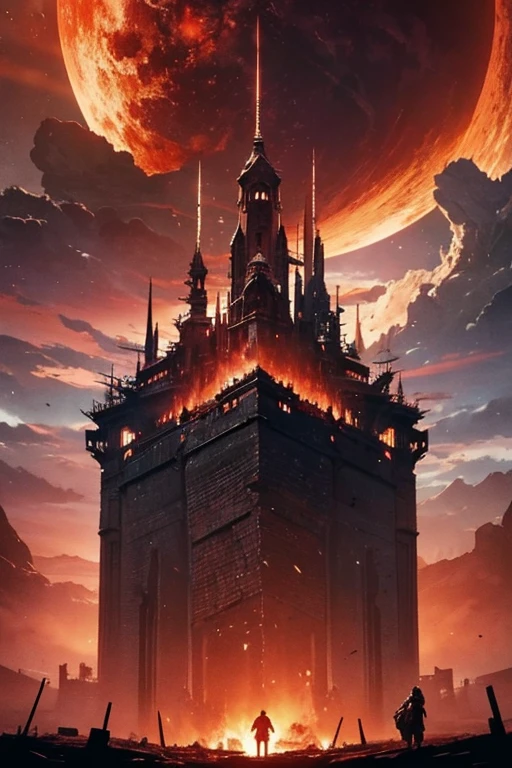 Highest quality、masterpiece、Desolate Earth、wreckage、Red Sky、Surrealism