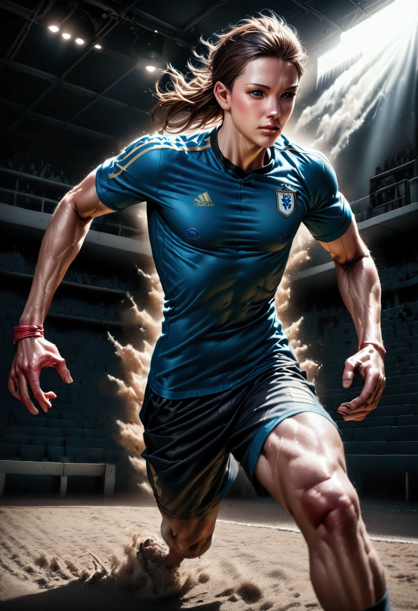 1boy, beautiful detailed soccer player, stroboscopic effect, action shot, dynamic motion blur, Gjon Mili style, dramatic lighting, high contrast, vivid colors, (8k, highres:1.2), ultra-detailed, (realistic, photorealistic, photo-realistic:1.37), masterpiece, best quality, very aesthetic, absurdres