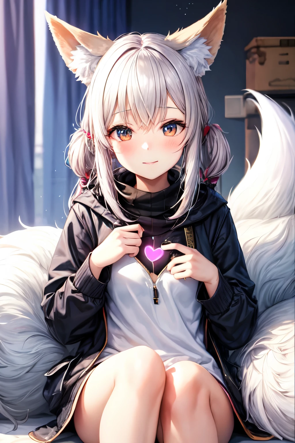 1 girl, heart in eye, fox_ears, Sukumizu,