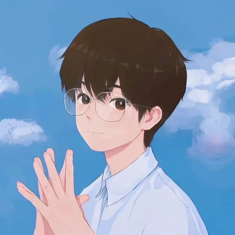 Let the anime characters in the picture wear headphones and listen to music,And very happy