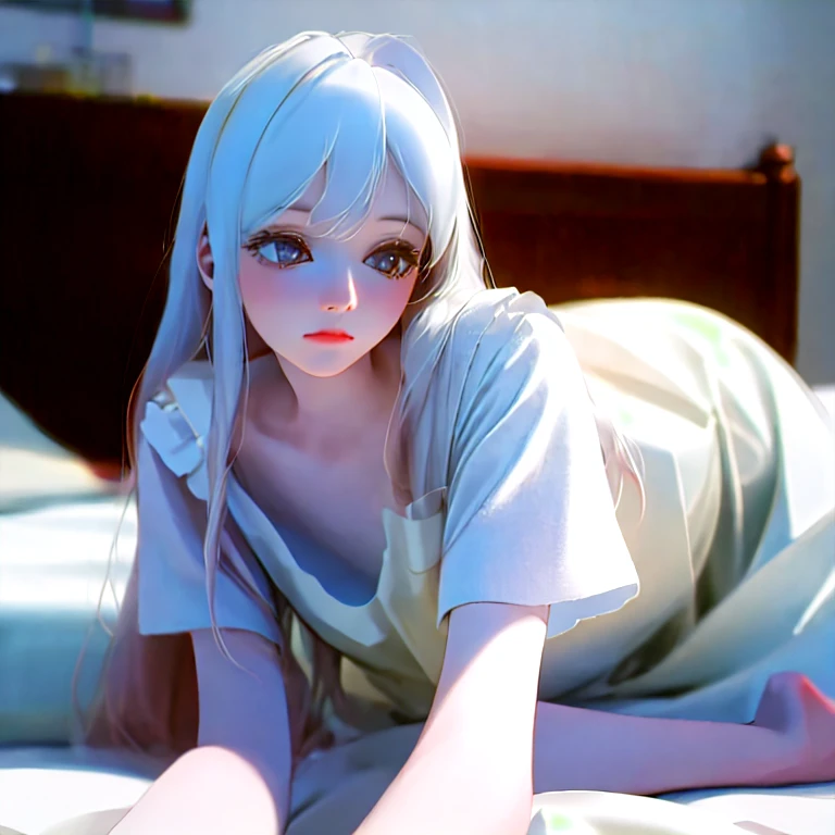 Sexy white stockings, delicate and beautiful face, wearing a maid outfit, in bed, high quality, (extremely detailed CG unity 8k wallpaper, masterpiece, best quality, excellent detail) , (high saturation, best shadows, best light, extremely delicate bleaching)