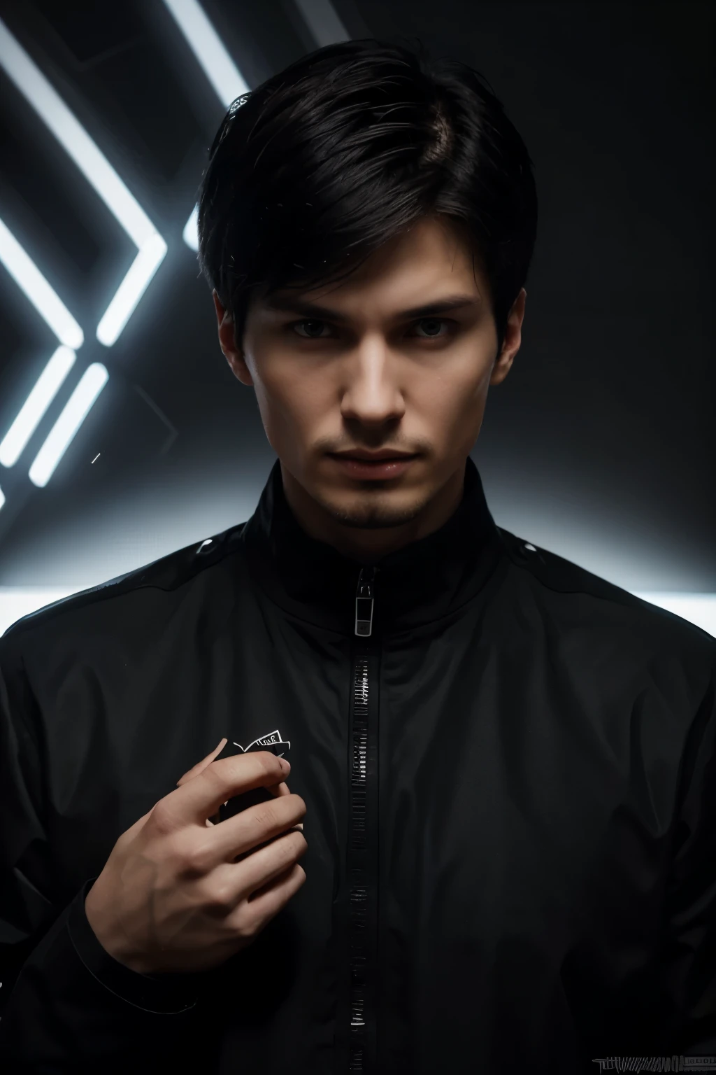 Draw an illustration with Pavel Durov in the form of an icon (see reference)
background dark/black Instead of an inscription: Pavel Durov, written Go Digital In one hand, where are the fingers crossed logo (see attachment)
In the other hand the Telegram logo (cm in ref)
Draw in exactly the same acid-unusual style, as in the example. Both the inscriptions and the illustration itself.
Preferably in vector.