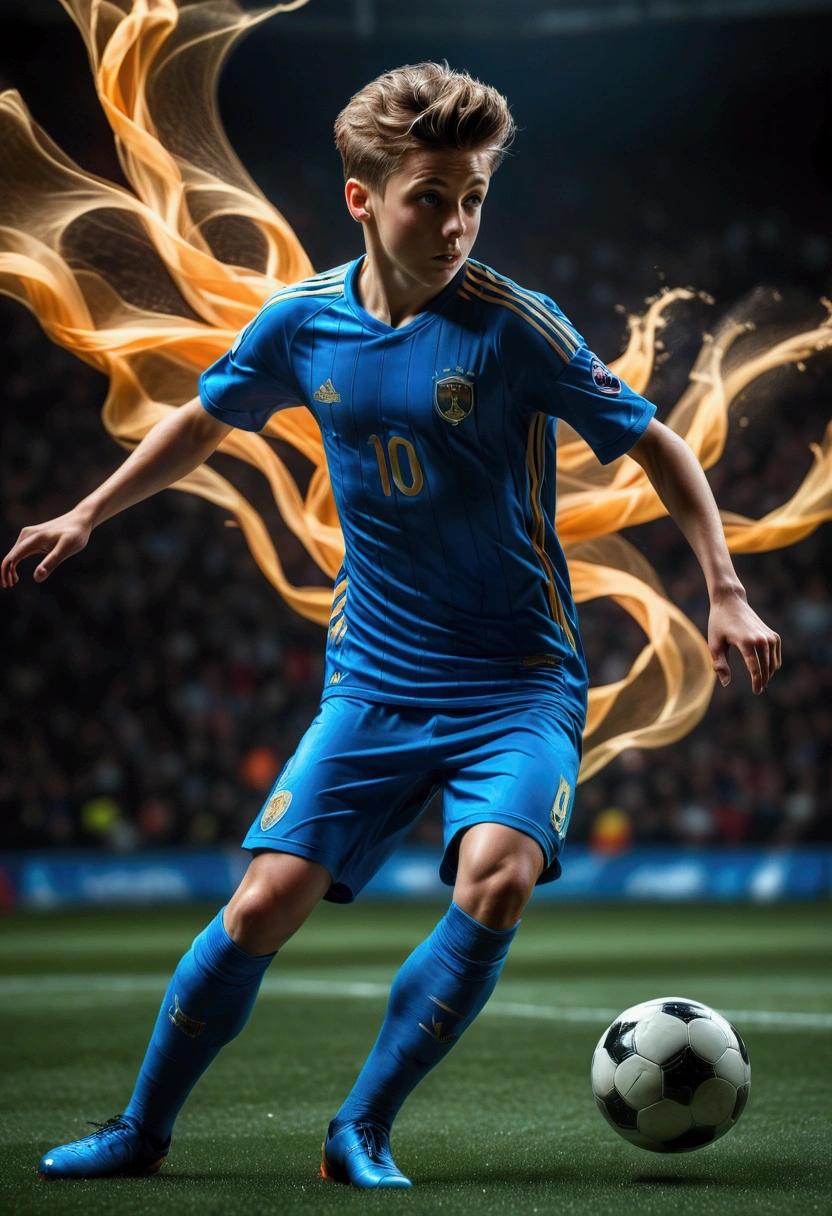 1boy, beautiful detailed soccer player, stroboscopic effect, action shot, dynamic motion blur, Gjon Mili style, dramatic lighting, high contrast, vivid colors, (8k, highres:1.2), ultra-detailed, (realistic, photorealistic, photo-realistic:1.37), masterpiece, best quality, very aesthetic, absurdres