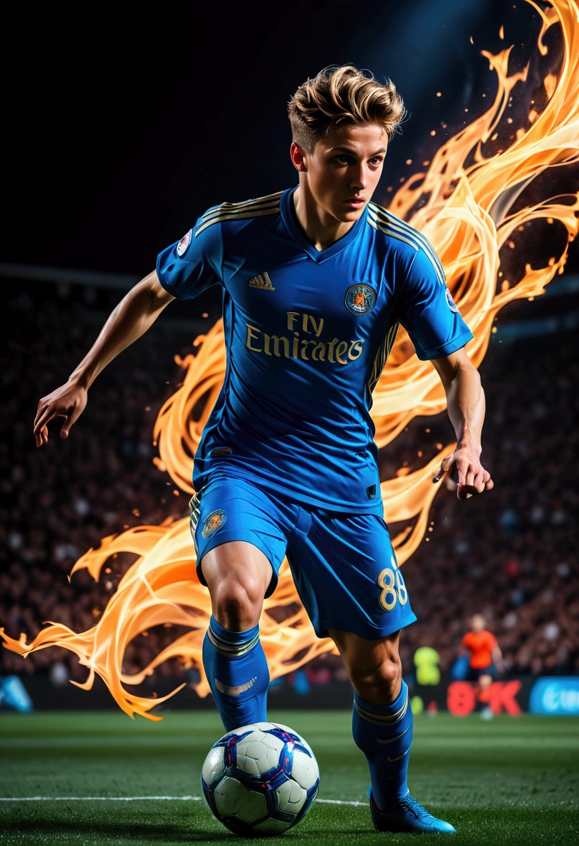 1boy, beautiful detailed soccer player, stroboscopic effect, action shot, dynamic motion blur, Gjon Mili style, dramatic lighting, high contrast, vivid colors, (8k, highres:1.2), ultra-detailed, (realistic, photorealistic, photo-realistic:1.37), masterpiece, best quality, very aesthetic, absurdres