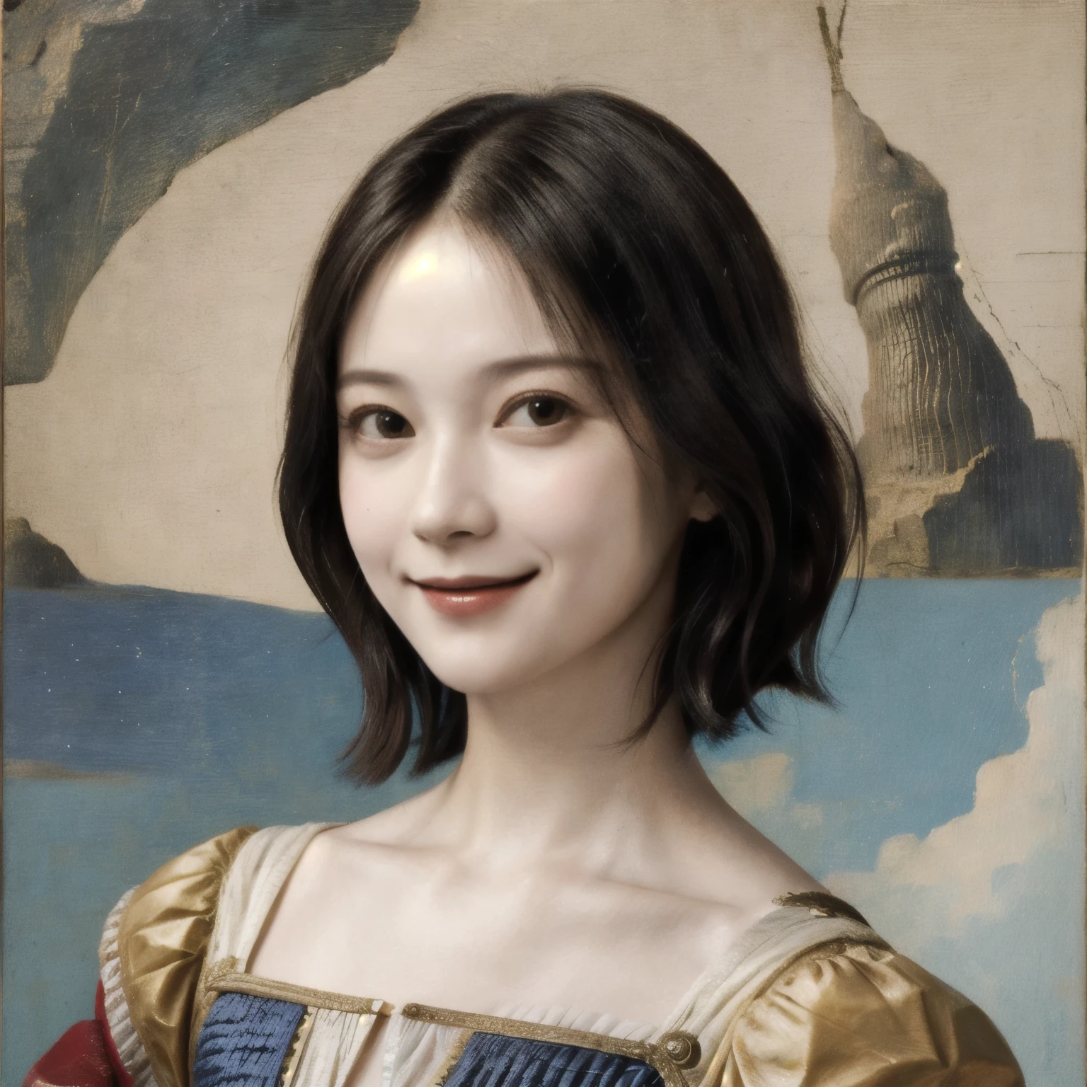260 20-year-old female, (short hair),(Genuine), smile,  (Paintings by Leonardo da Vinci)