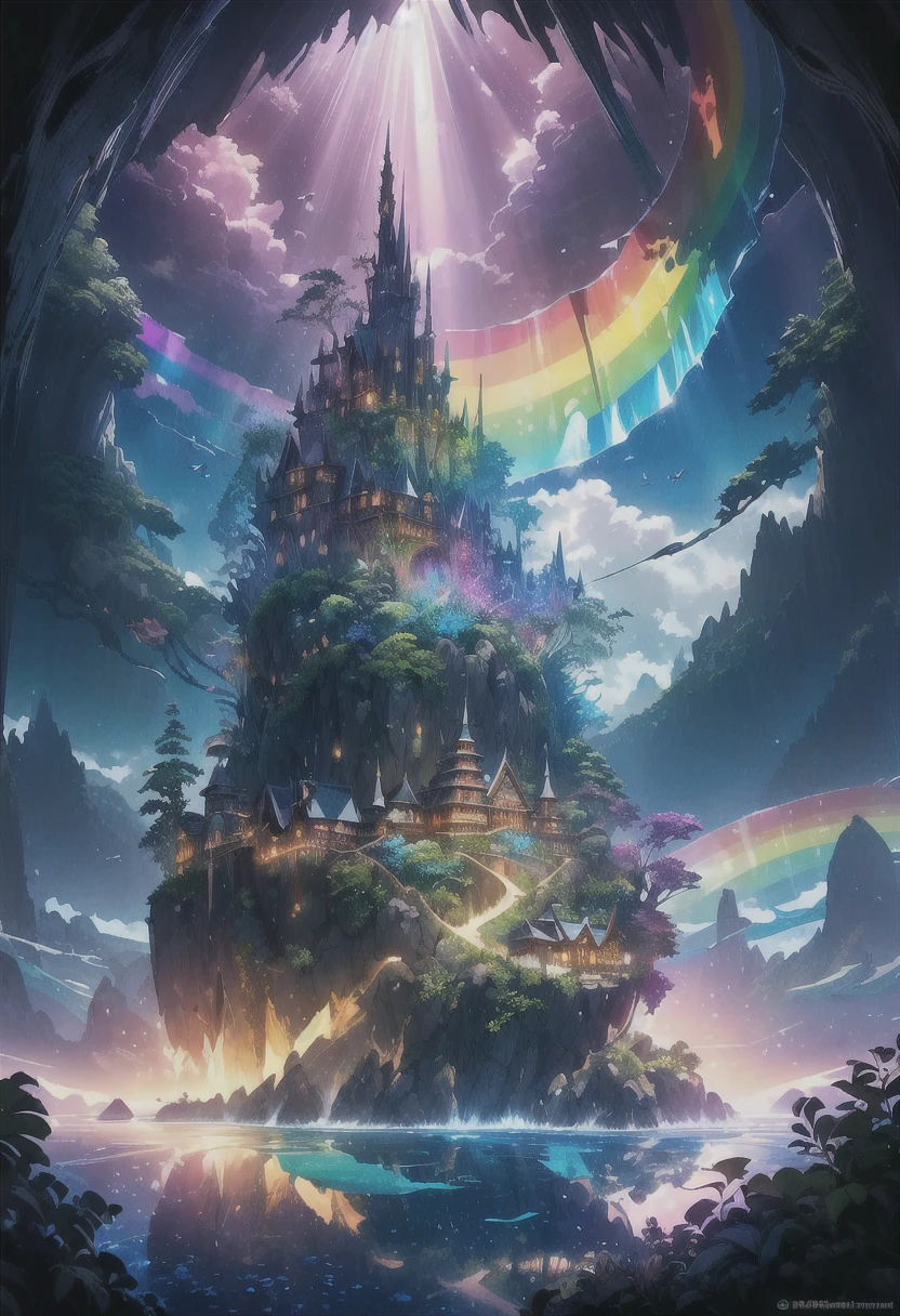Super detailed, Super complicated, Extremely precise, Mysterious Island, Gothic fantasy meets crystal art, High transparency, Dark fantasy collaboration, Fantastic rainbow-colored mirror reflection, Transparent full color clear water, Sunlight casts a dramatic light on the island, BREAK Professional spray work, Extremely detailed and intricate brushwork, Detailed and clear depiction, Absurd aesthetics,
BREAK Simply Beautiful, A dark background that makes the subject stand out, Dramatic light and shadow, Cinematic lighting for dramatic subject emphasis, A fusion of aesthetics and impact,
BREAK Highest quality, Highest Resolution, Optimized Octane Rendering, super retina vision,