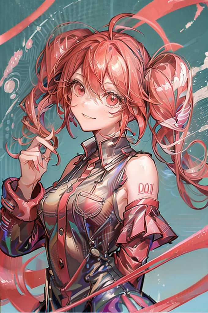 Soft lines,  Kasane Teto - Vocaloid, cute,Red hair, drills twintails, Red Eyes,  Smile,