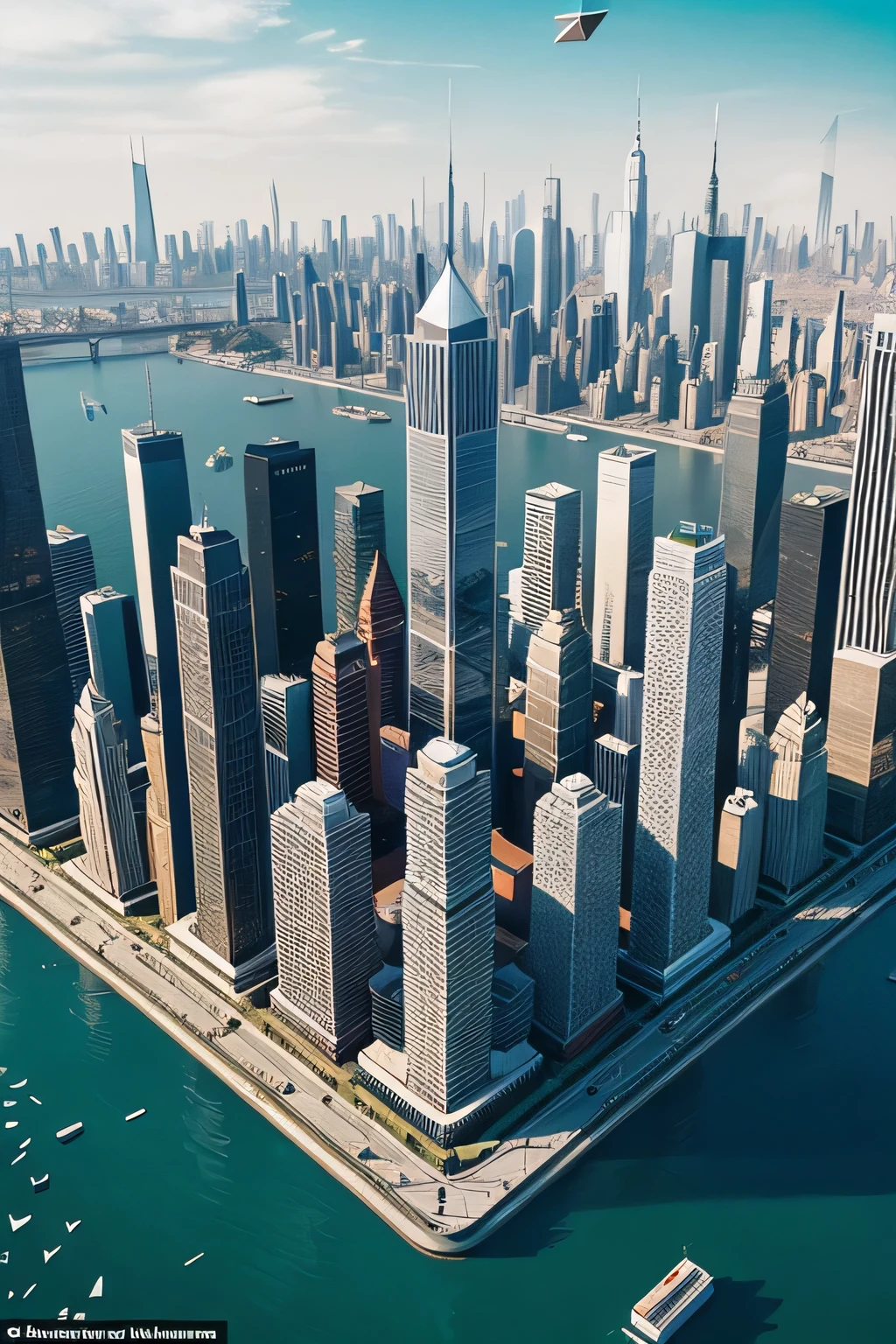 Abstract Cityscapes with Floating Geometric Shapes: Combine urban landscapes with floating 3D geometric shapes to create a surreal yet visually striking scene.