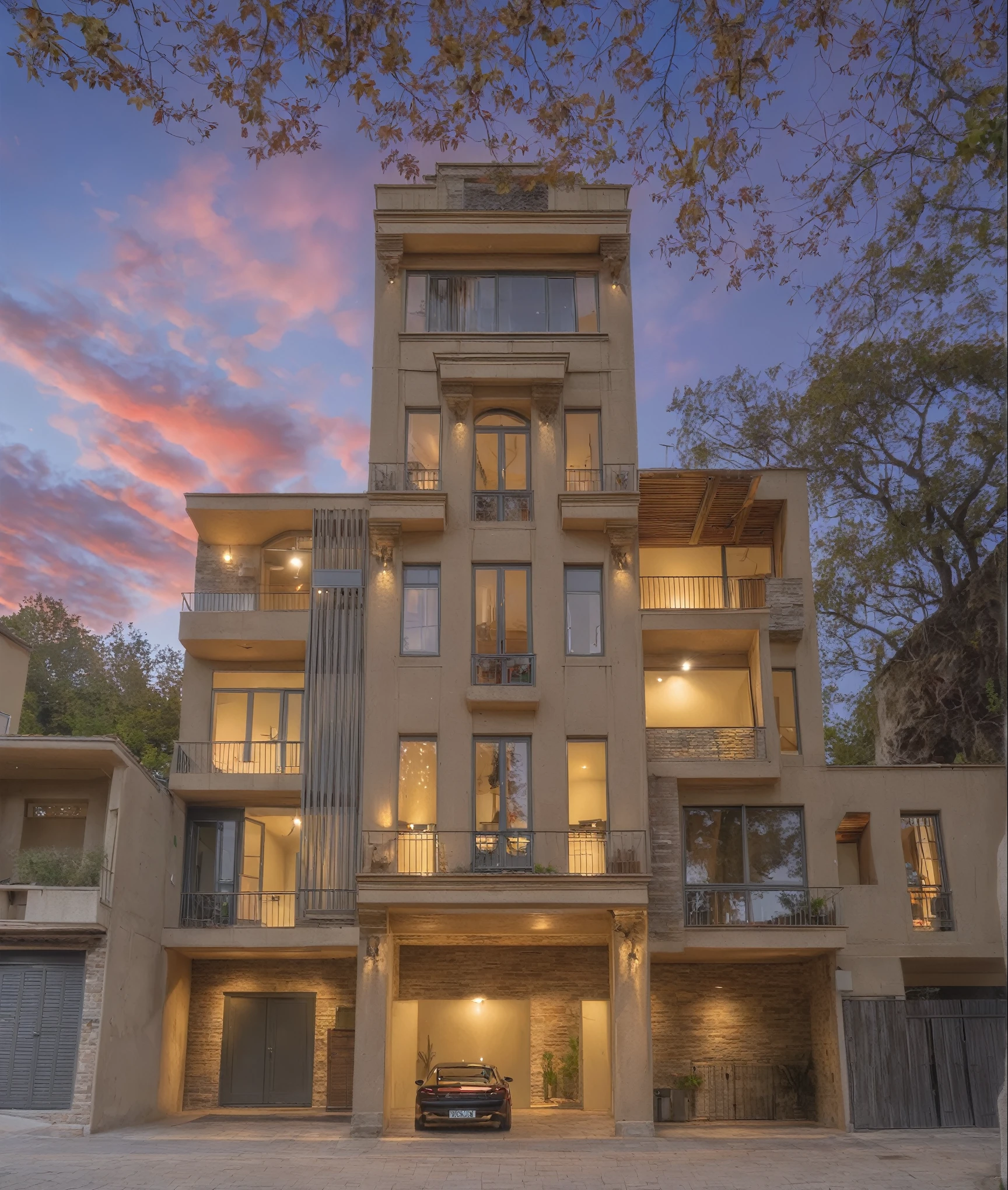 photo brute, une photo d'une maison moderne, (architecture curviligne:1.4), Mur arrondi de style Wabisabi, mur blanc, portail noir en acier, Trottoir, Trottoir trees, ((portail gris:1.2)), route, résidence moderne au Vietnam, ((photo architecturale)), rough mur blanc, nouveau quartier résidentiel, grand angle extérieur 2022, maison contemporaine, photographie extérieure, chef-d'œuvre, architecture contemporaine, couvert, éclairage indirect